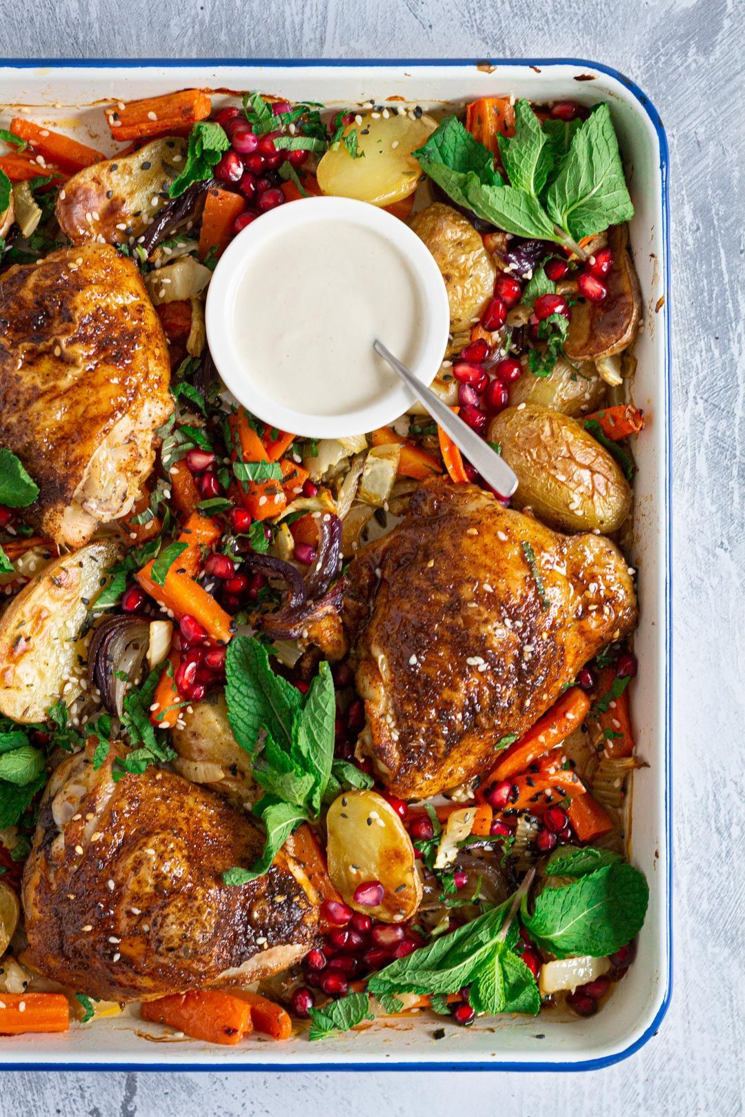 Kip met za’atar en geroosterde groenten