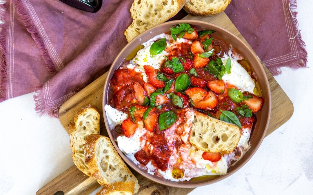 Burratadip met aardbei en balsamico