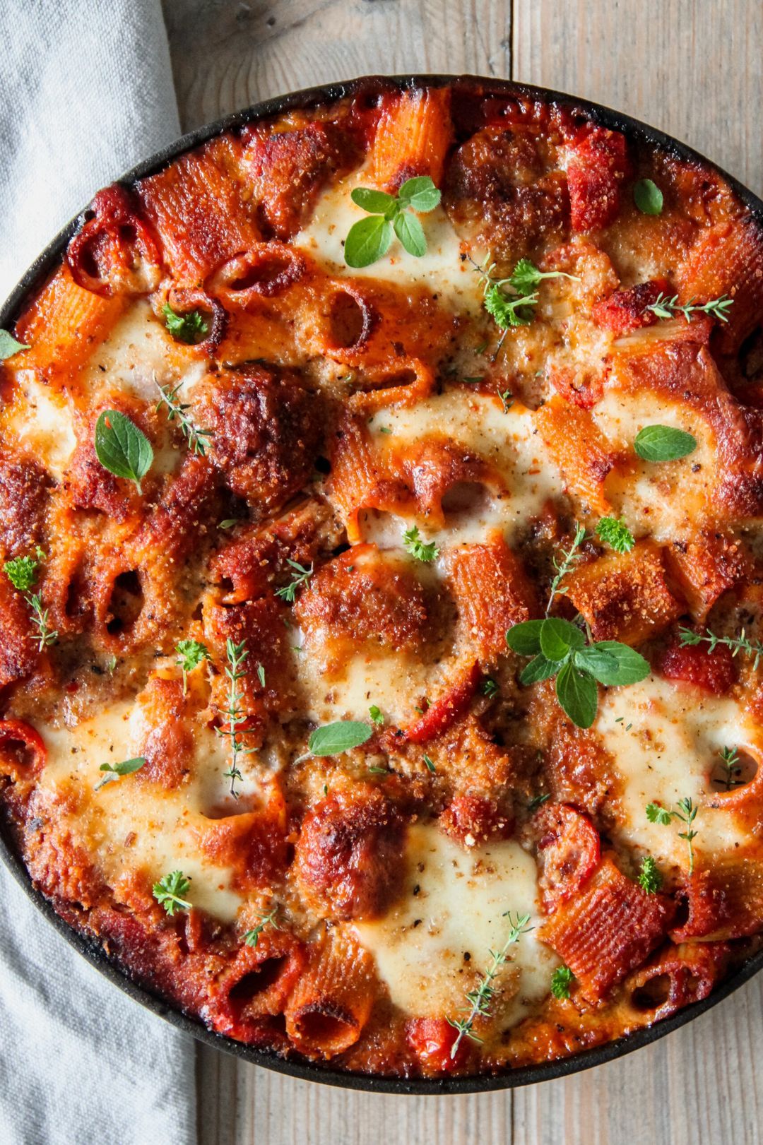 Pasta met gehaktballen en tomatensaus